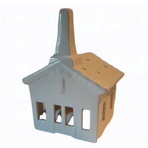 White Haeger Ceramic Church Tea Candle Light Smoker Holiday Decor